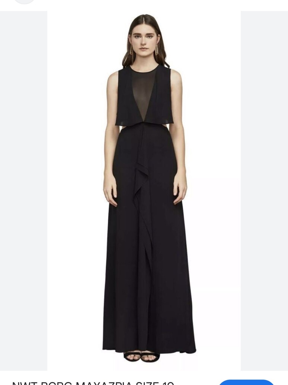 BCBGMaxAzria Black Open-Back Maxi Dress with Sheer V Panel